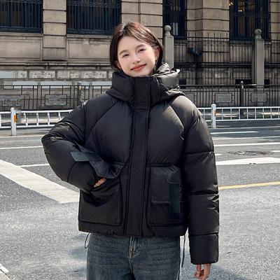 Baumwollgepolsterte Jacke Damen Winter Neu Kurz Baumwollgepolsterte Jacke Design Sinn Große Tasche Mit Kapuze Baumwollgepolsterte Jacke.