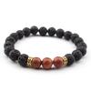 Handmade Imperial Stone & Volcanic Beaded Elastic Bracelet Necklace Set
