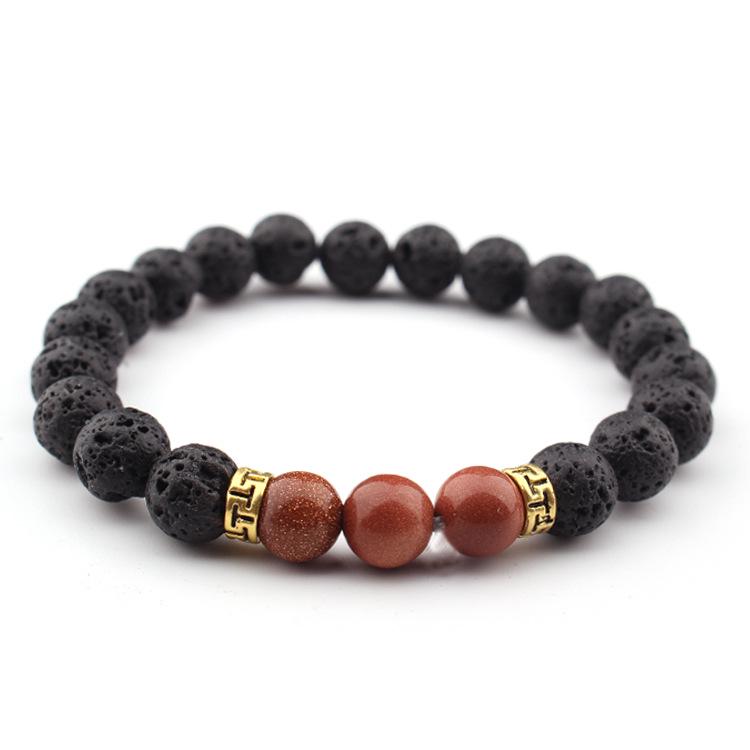 Handmade Imperial Stone & Volcanic Beaded Elastic Bracelet Necklace Set
