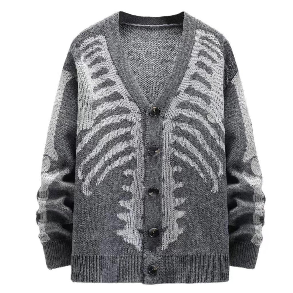 Unisex Gestrickte Pullover mit Jacquard-Muster, Frühling, Herbst, lässige, lockere Strickjacke für Männer und Frauen, Übergröße, Halloween, Y2K-Strickjacken