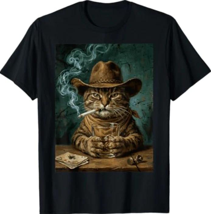 Funny Smoking Cat, Cigarette Meme Cat Lover T- Shirt L