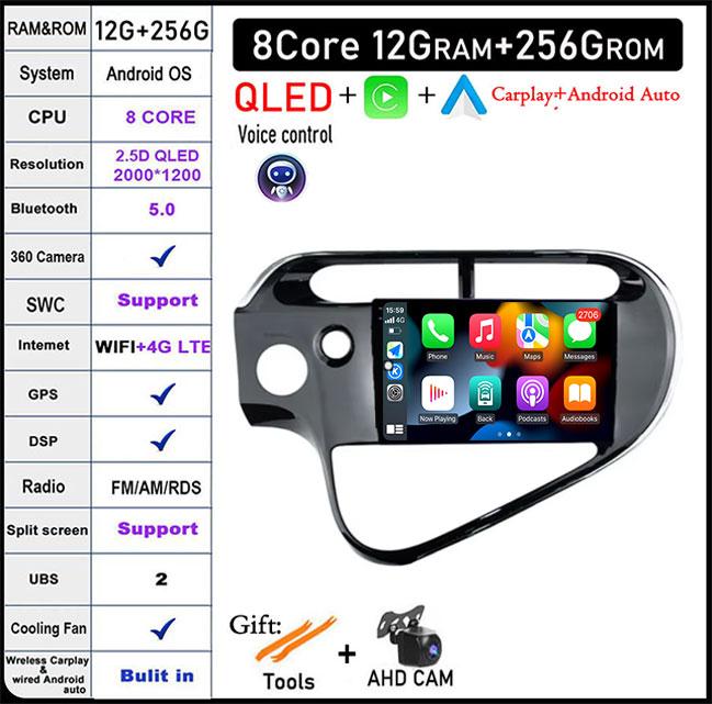 For Toyota AQUA Prius C 2018 - 2020 Android 14 DSP Car Radio Multimedia Video Player Stereo GPS Carplay Auto 4G LTE