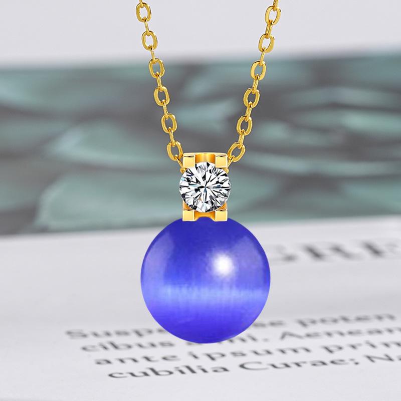 Zirkon Katzenaugenstein Anhänger Schlüsselbeinkette für Frauen