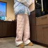 Thicken Fleece Lined Pants Women Warm Casual Cold Resistant Cold Wide Leg Trousers