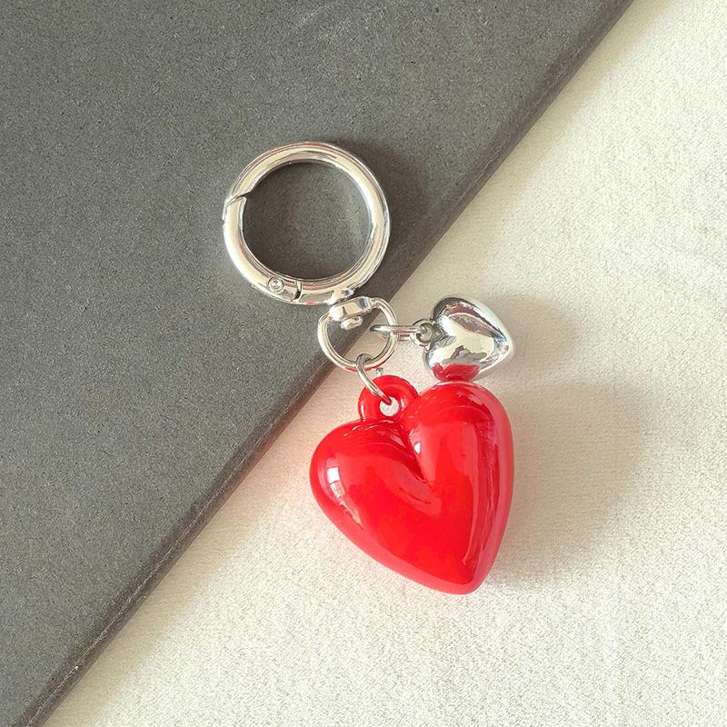 Black Transparent Puffy Heart Charms Keychain Grunge Fashion Bag Backpacks Hanging Ornament Car Key Chain for Women