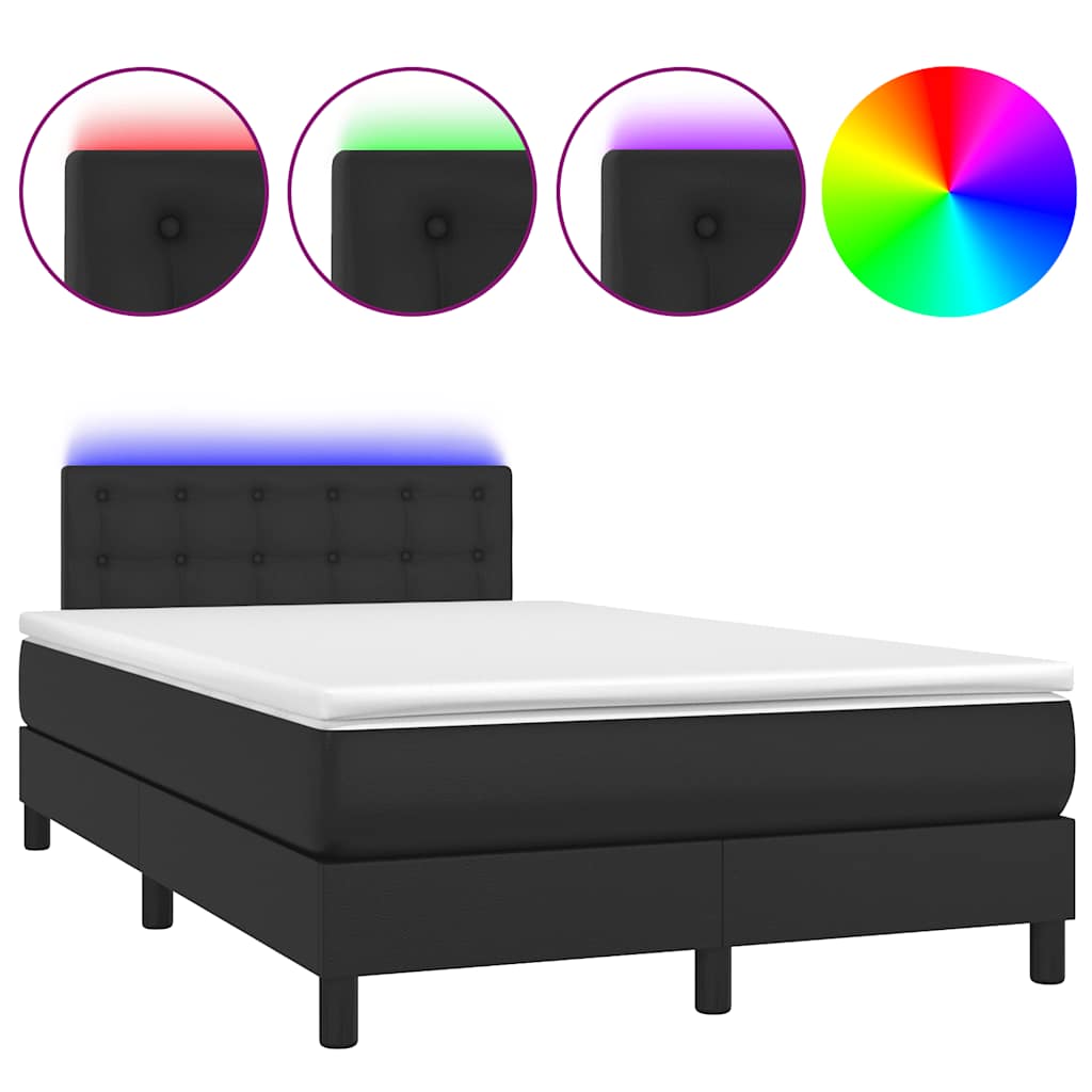 Vidaxl Letto Continentale Con Materasso E LED, Nero, 120X190 Cm