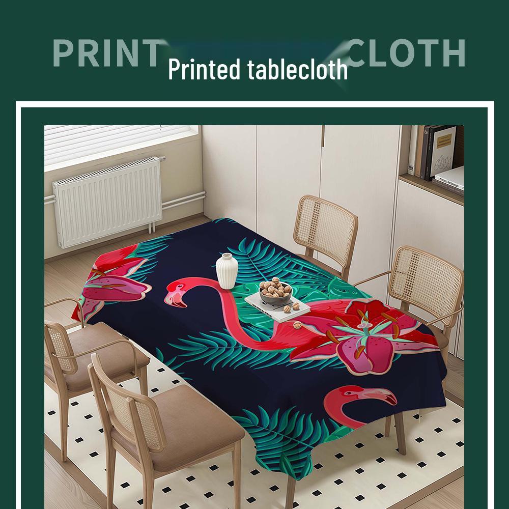 Tropical Flamingo Polyester Rectangular Tablecloth for Parties and Dining