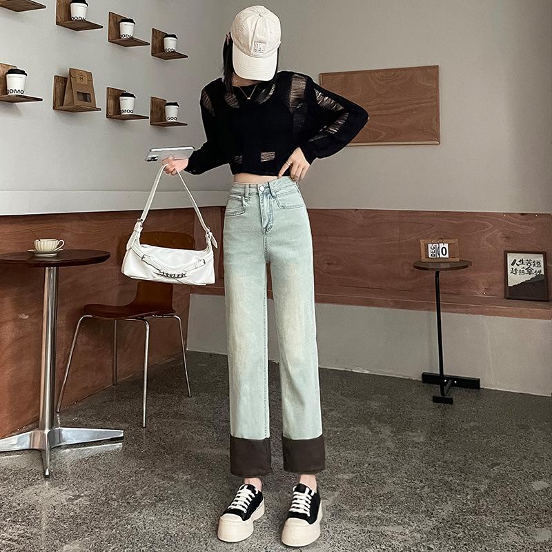 

Ретро джинсы с высокой посадкой, слегка расклешенные, для женщин. Новые нерегулярные облегающие брюки-клеш плюс бархат для осени и зимы. XXL