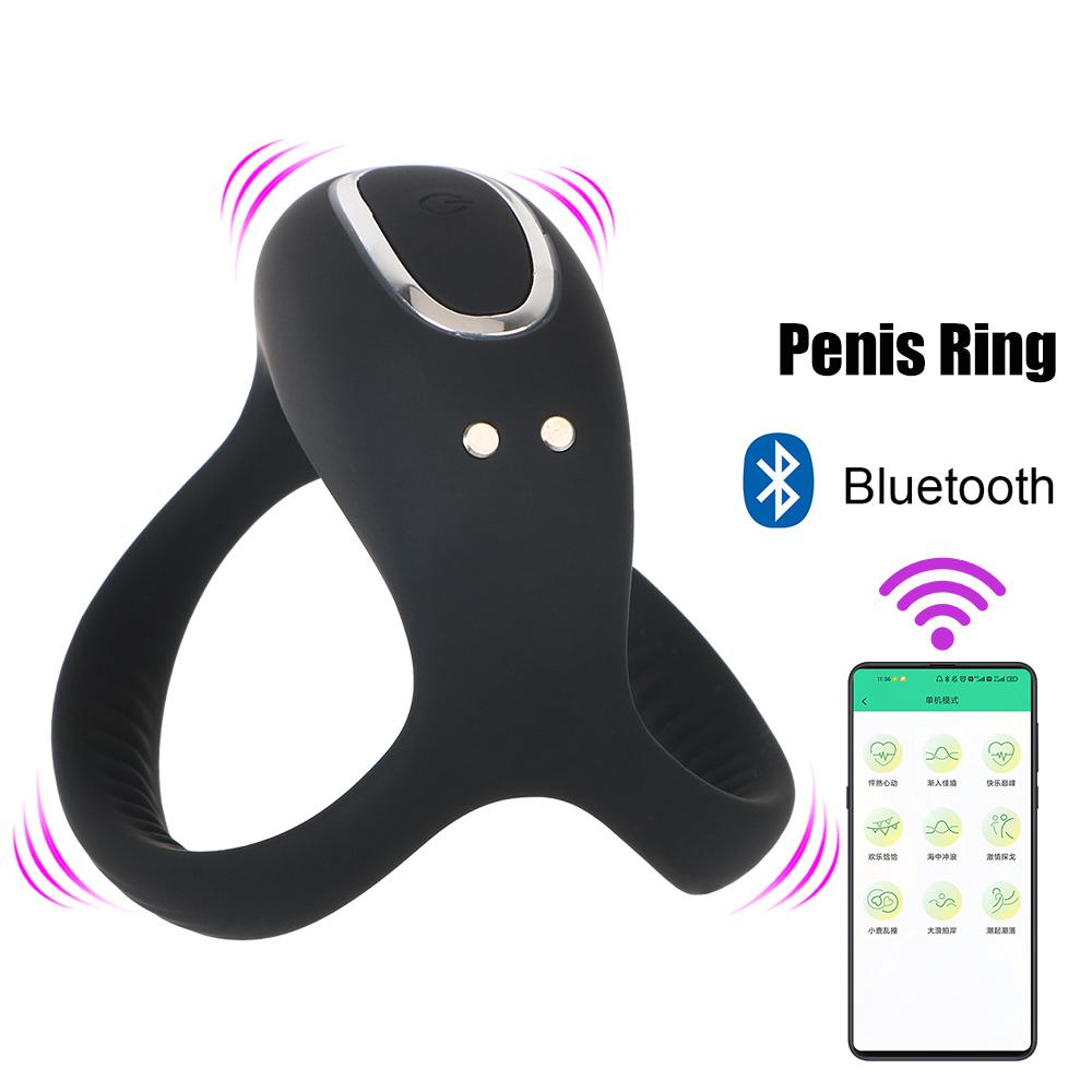 Strap On Penis Bluetooth Cockring Vibrators For Men 18 Cock Ring Lock Medical Delay Exerciser Women Clit Anal Stimulator Sex Toy