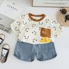 Boys' Summer Outfit Set Children's Set Summer Cartoon Print Three-dimensional Boys' Baby Short Sleeved Two-piece Set