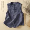 Vintage Vest Summer Deep V-Neck Solid Casual Sleeveless Tank Tops Cotton Linen Thin Outerwear Vest Coat