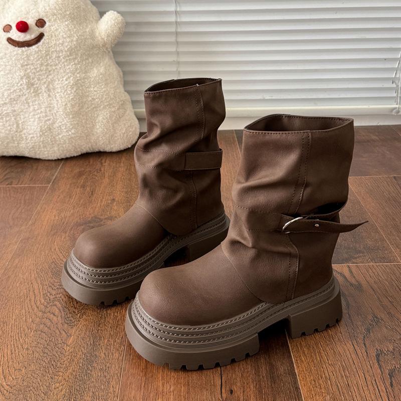 Niche fashion design pants Martin boots children's autumn 2025 new thick-soled Maillard versatile short boots