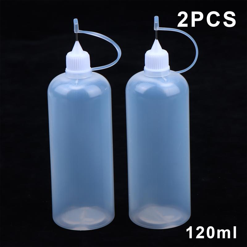 PE Squeezable Needle Tip Dropper Bottles 2Pcs Refillable Applicators for Glue Paint Ink Liquid Dispensing