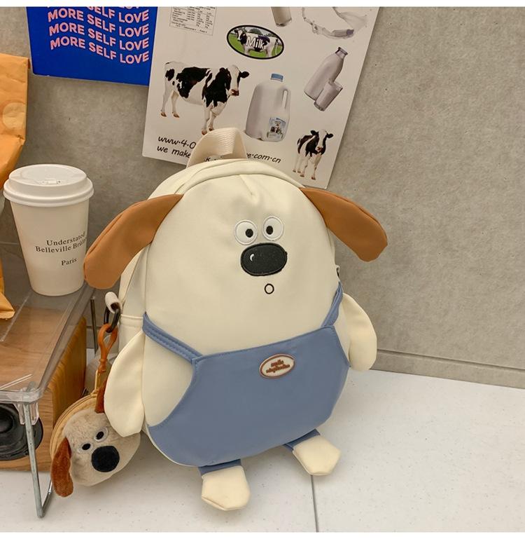 

New nylon pendant college student backpack new cute puppy shoulder bag crossbody Japanese tide Without pendant белый
