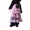 Japanese Style Spring/Summer Women's A-Line Midi Skirt with Anti-Exposure Hand-Stitched Three-Layer Net Yarn