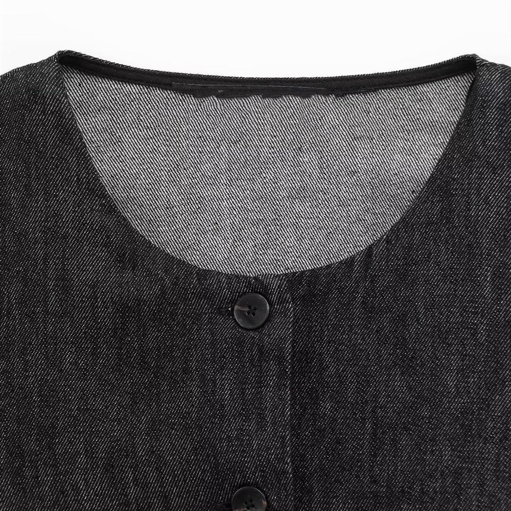 Spring 2025 Women's Denim Sleeveless Vest & High-Waisted Midi Skirt Set