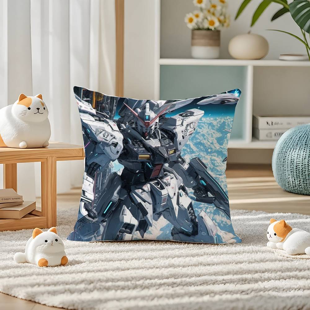 Mobile Suit Gundam Barbatos Lupus Anime Plush Pillow Cover Soft Short Plush Cushion Cover For Sofa Bedroom Home Decor Gift