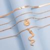 Gold-plated Crystal Serpentine Necklace New Banquet Jewelry Set Fashion Personality Multi-layer Necklace Women