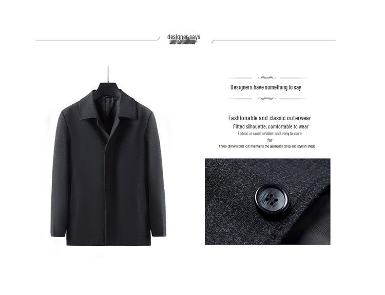 2022 Men's Single-Breasted Cashmere Coat - Business Casual Loose Wool Jacket for Middle-Aged Dads