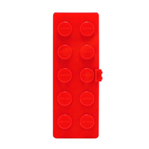 Stylish Oxford Block Figure Training Chopsticks, Spoon, Fork, and Case Set for Right-Handed Kids and Children (Red)