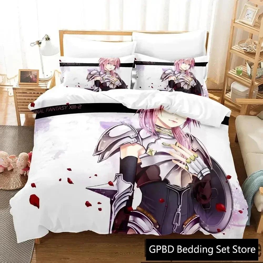 Anime Game Final Fantasy Xiii-2 Bedding Set 3D Printed Suitable For Bedroom Duvet Cover Set With Pillowcases Kids Home Textile