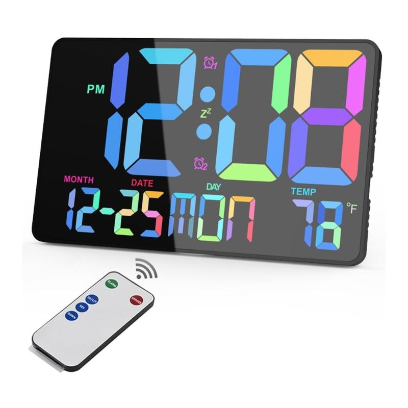 Large Display Digital Clock Digital Wall Alarm Clock with Remote Control Duals Alarm,Dimmer Wall Mounted Desk Clocks 1