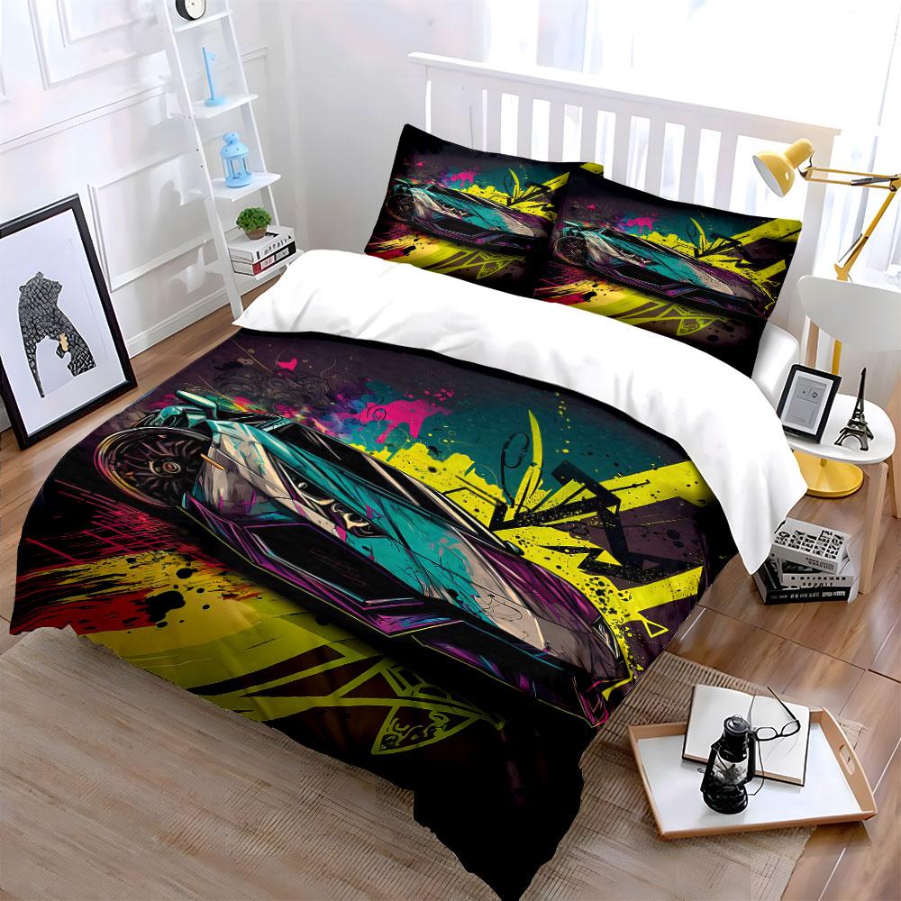 Sports Car Graffiti Art. Bedding Sets Duvet Cover Sets Duvet Covers Pillowcases(1 * Duvet Cover 2 * Pillowcases Without Duvet Insert)
