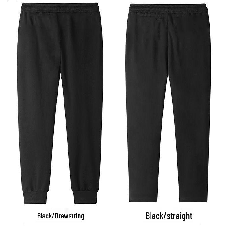 Pánské podzimní/zimní zateplené bavlněné tepláky s rovnými nohavicemi - Volný střih, nadměrná velikost, ležérní kalhoty