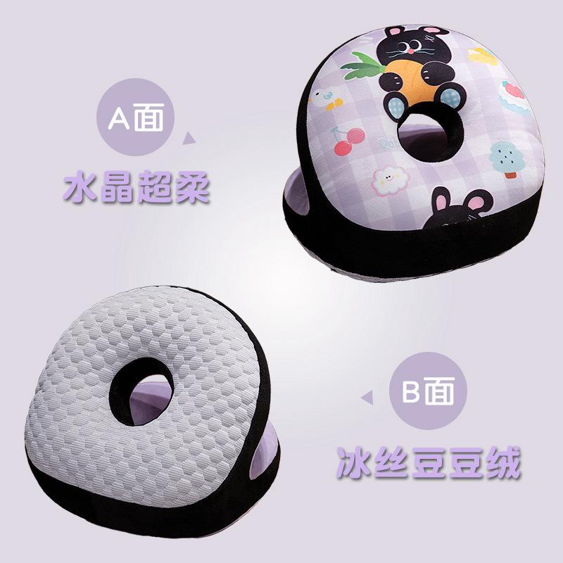 Cute Cat Nap Pillow Ice Silk Plush Throw Pillow Cuddle Cat Office Table Nap Artifact Waist Backrest Female