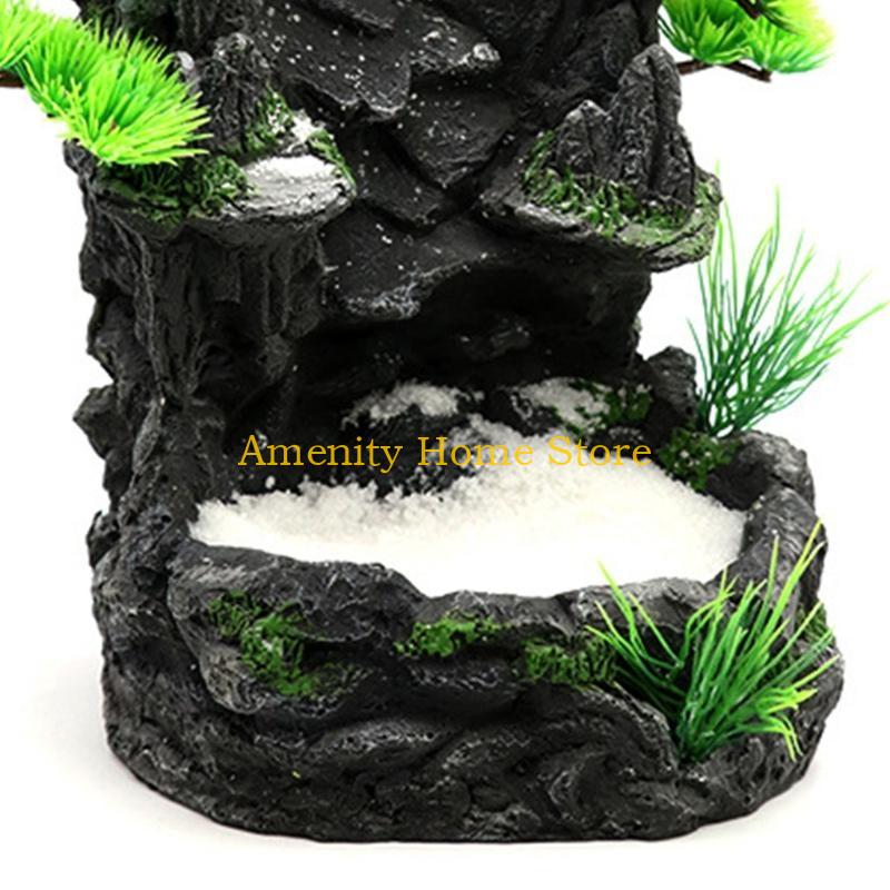 F26C Aquarium Decoration Artificial Resin Landscape Fish for Tank Rock Mountain View Underwater Sand Waterfall