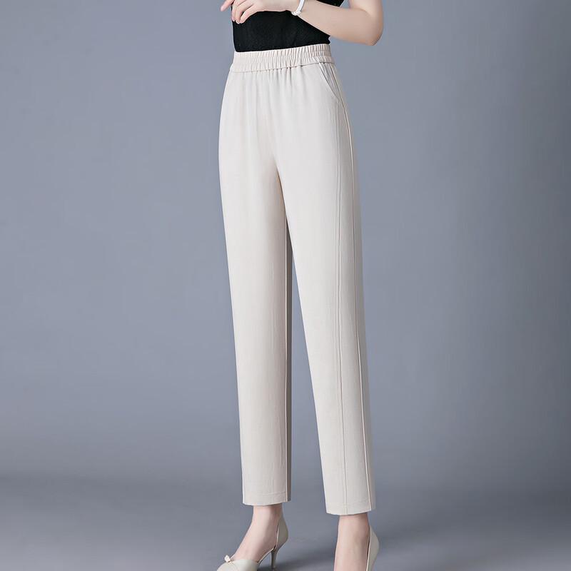 WoXue 2025 Women's Elastic Waist Cropped Pants