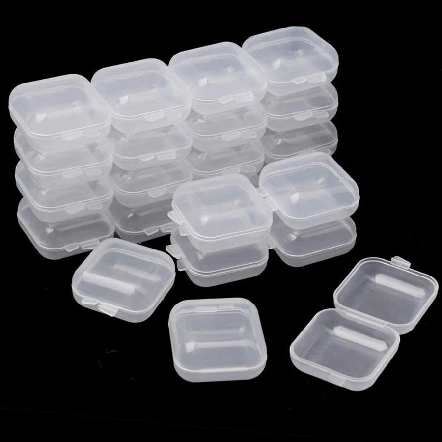 15/30pcs Mini Storage Box Jewelry Hardware Beads Earring Necklace Earplugs Transparent Display Box Store Home Storage Tool XJM
