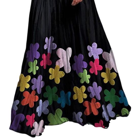 1 Set Bankettkleid Kontrastfarbe Atmungsaktiv Bodenlang Großer Saum Abendkleid