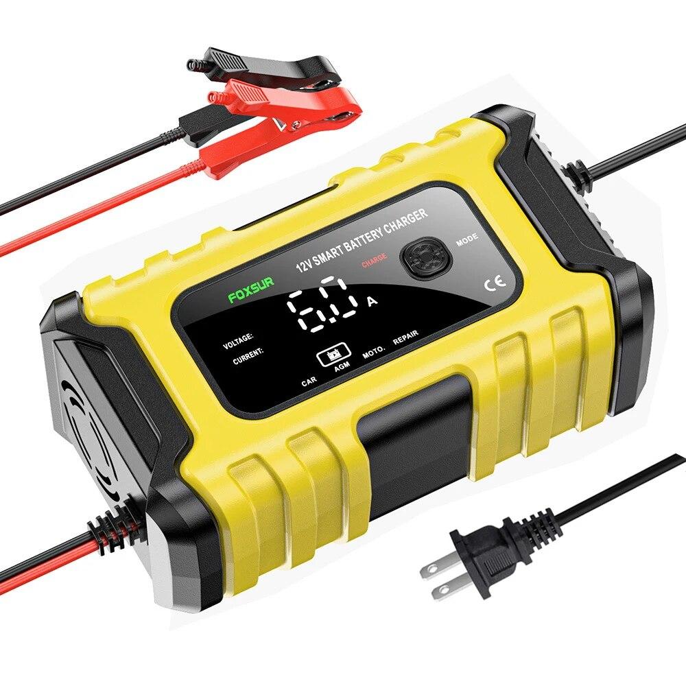 12V 6A Automotive Battery Charger Digital Display Smart Battery Charger Repair Chargers AGM Wet Dry Lead Acid Battery