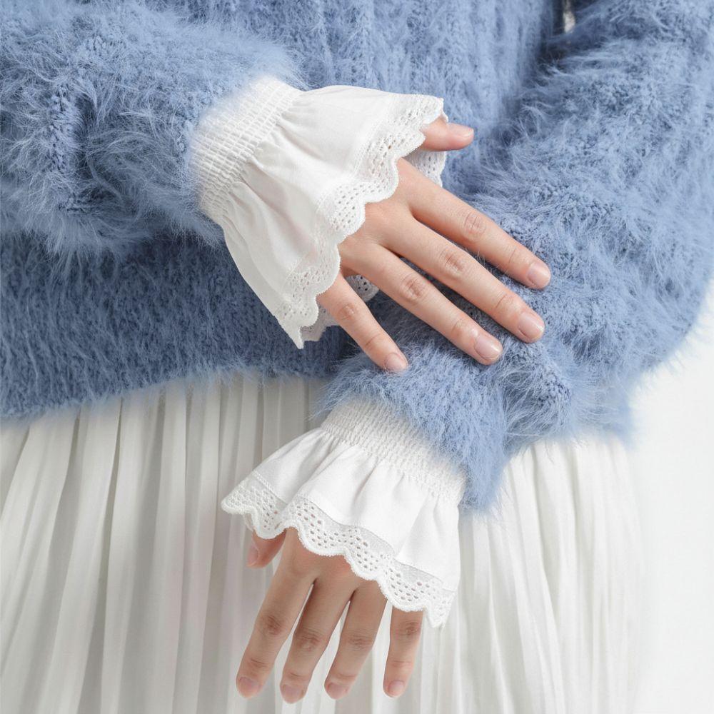 Białe Fałszywe Mankiety Odpinane Koronkowe Mankiety Nowe Mankiety do Swetra Kobiety