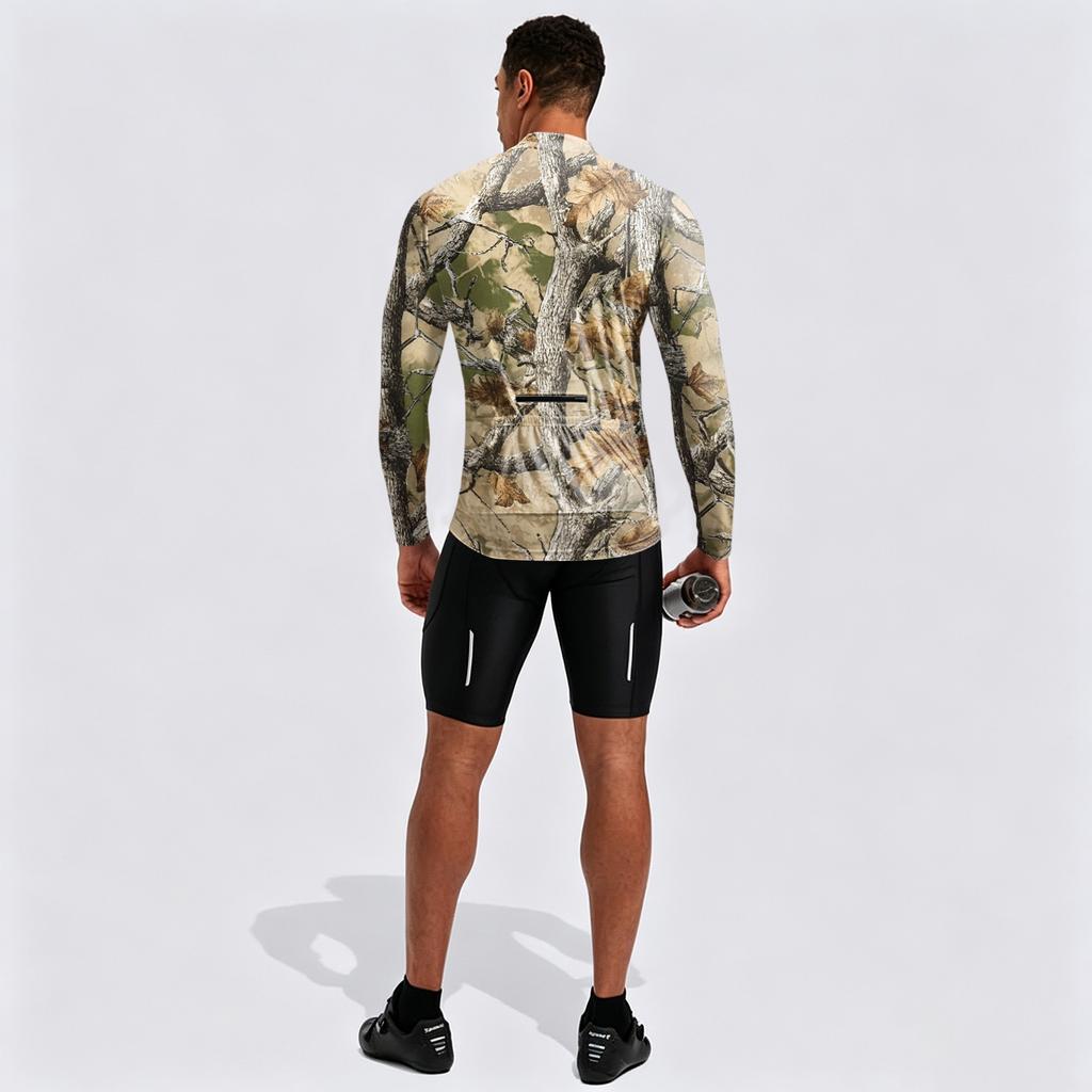 Men's Long Sleeve Cycling Jersey Breathable Quick Dry Half Zip Pullover Lightweight Athletic Top for Outdoor Sports