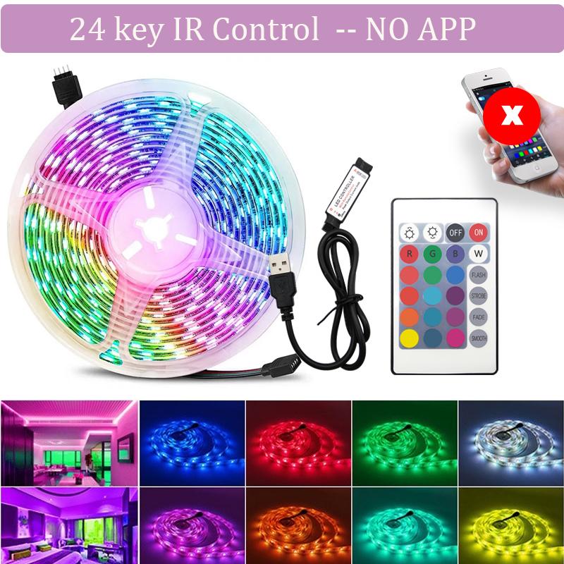 5V USB Bluetooth LED Strip Light SMD 5050 RGB Flexible Tape APP Control TV Background Atmosphere Decor 1-25M