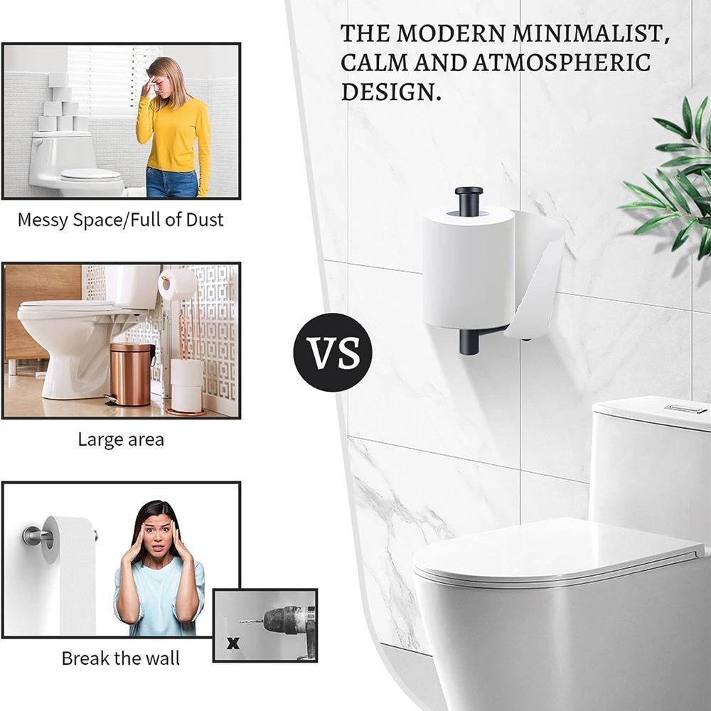 2Pcs Non Punching Wall Mounted Toilet Paper Holder Rustproof Anticorrosion Stainless Steel Bathroom Kitchen Toilet Paper Roll Holders