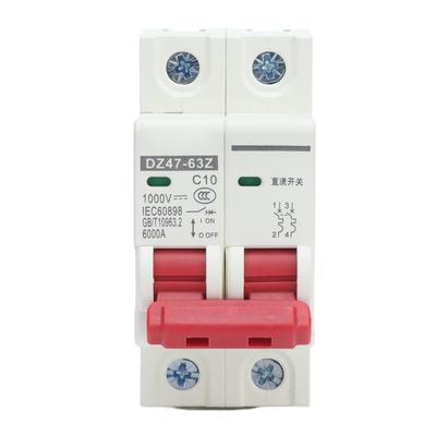 DZ47‑63Z Miniature DC Circuit Breaker 2 Polos 1000V 10AMP Insulator for Solar Photovoltaic System DI