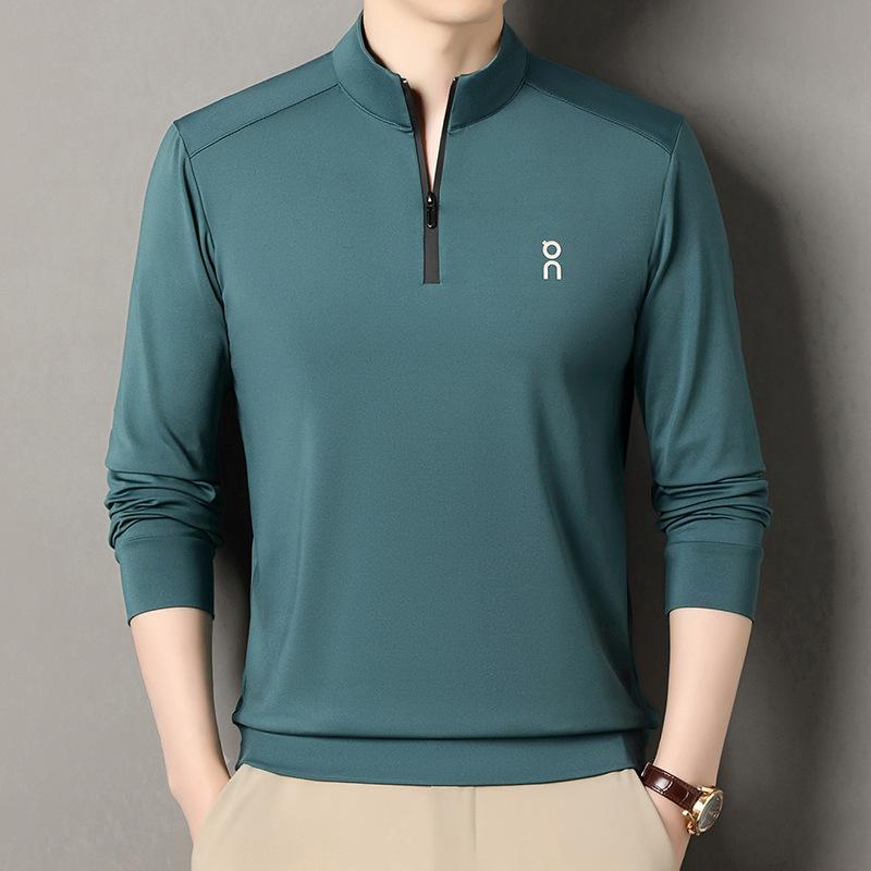 T-Shirt Half Zipper Stand-Up Collar Men'S Business Casual Long-Sleeved Premium Polo Shirt