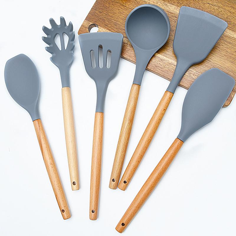 Cooking Tool Sets Non-toxic Cooking Baking Kitchen Tools Utensils Silicone Shovel Spoon Scraper Brush Spade Whisk Turner
