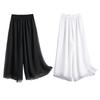 Women Pants Elastic Waist Solid Color Wide Leg Double Layers Loose Daily Wear Pleated Plus Size Lady Culottes Female Clothes