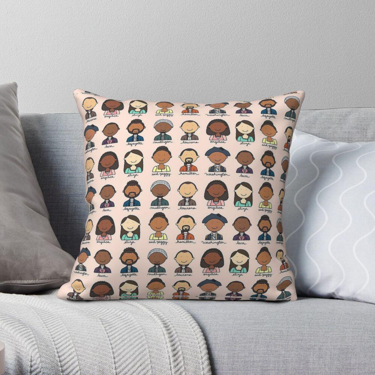 Green Harvest Unisex Hamilton Musical Characters Square Pillowcase Polyester Linen Velvet Printed Zip Decorative Sofa Seater Cushion Cover