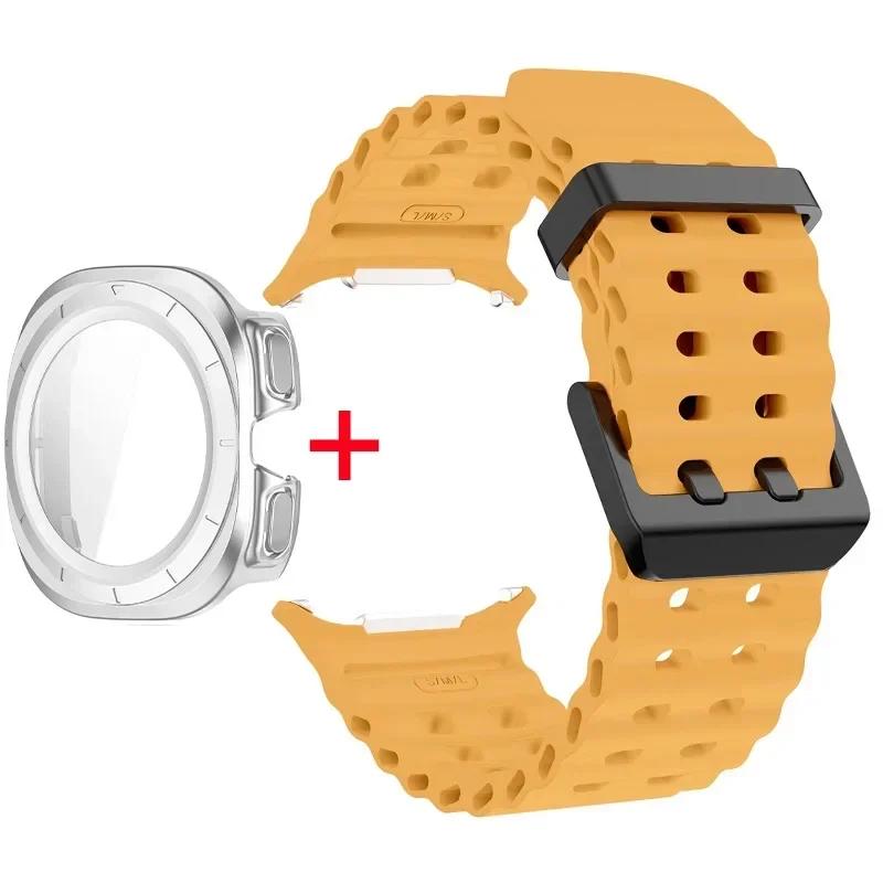 Schutzhülle aus gehärtetem Glas + Armband für Samsung Galaxy Watch Ultra 47mm Silikonarmband für Galaxy Watch Ultra 47mm Armband Schutzhülle