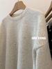 Women's Korean Lace Trim Round Neck Fleece Sweatshirt - Winter Mid-Length Loose Fit