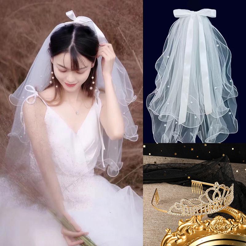 Golden Crown Veil Set: Bridal Hair Accessories & Wedding Photo Prop