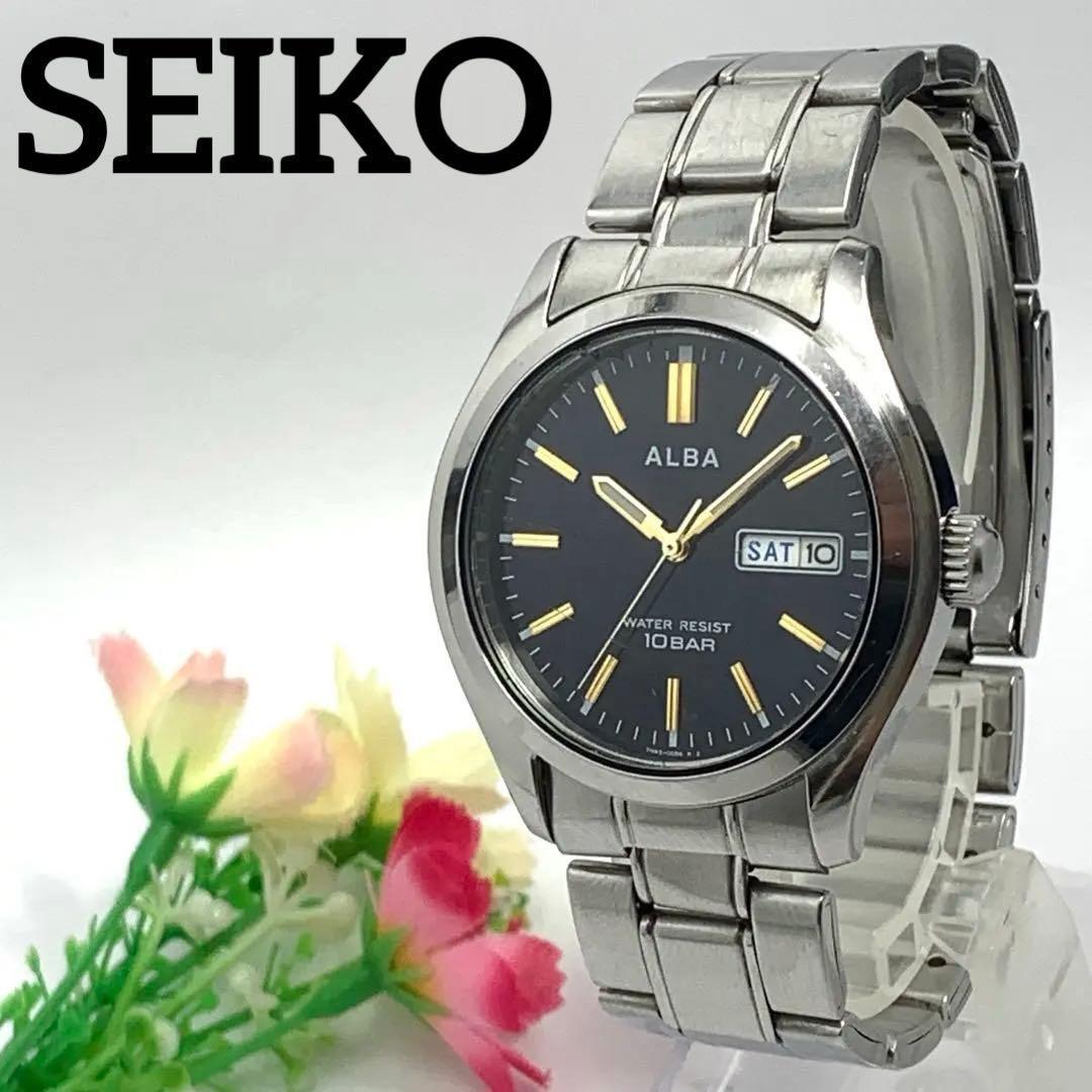 295 [Батарея заменена и очищено] Рабочий предмет Мужские часы SEIKO Seiko ALBA Перевод Alba Синий Кварцевые Популярные Редкие Винтажные
