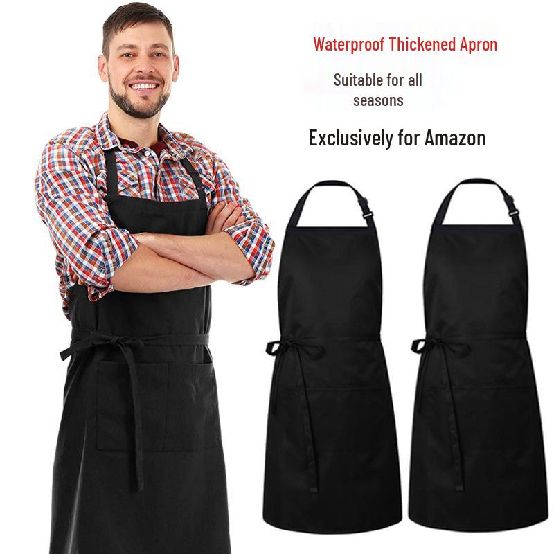 Extra Long Waterproof Oil-Proof Polyester-Cotton Apron with Adjustable Halter