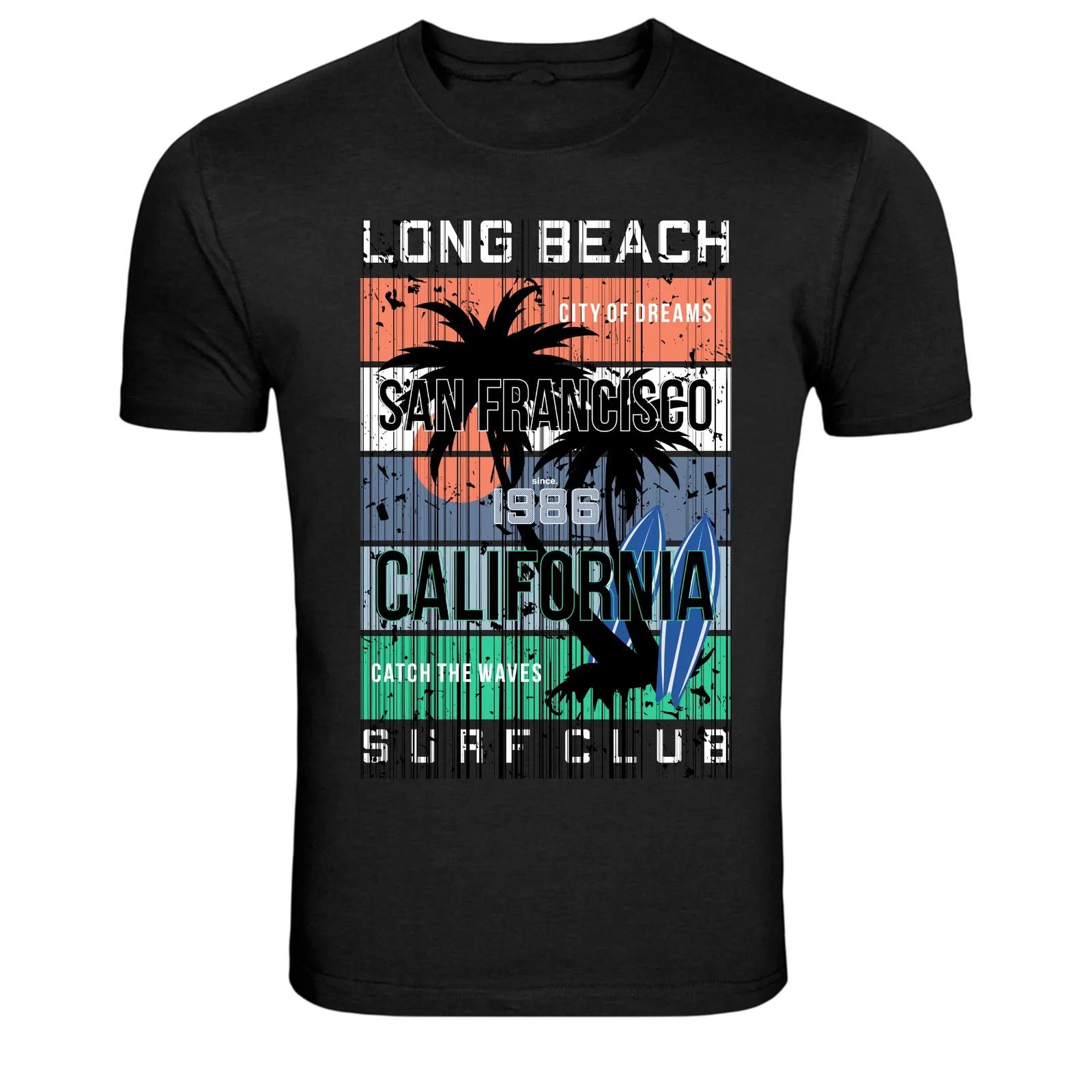 Long Beach San Francisco California Surf Club Graphic T-Shirt XXL