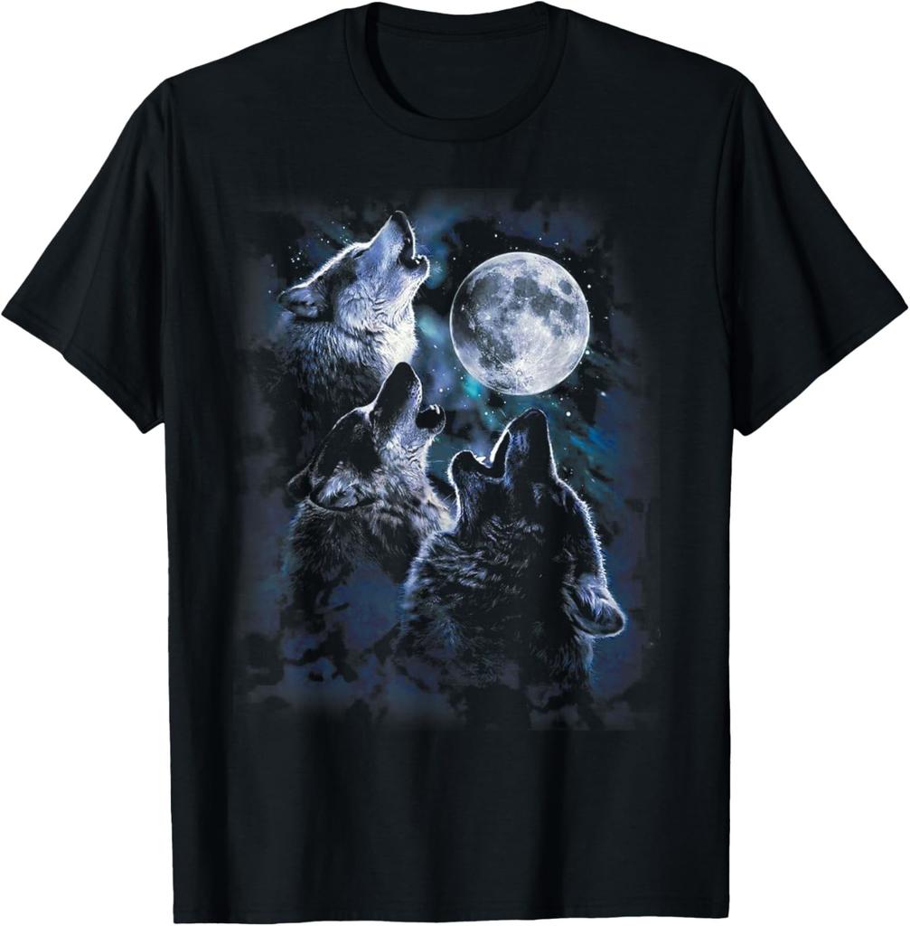 T-shirt Lupo che ulula alla Luna Amanti della fauna selvatica e dei lupi T-shirt da uomo